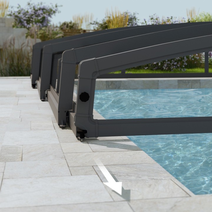 Abri piscine téléscopique Majorca Canopia, Grise - 457 x 870 cm