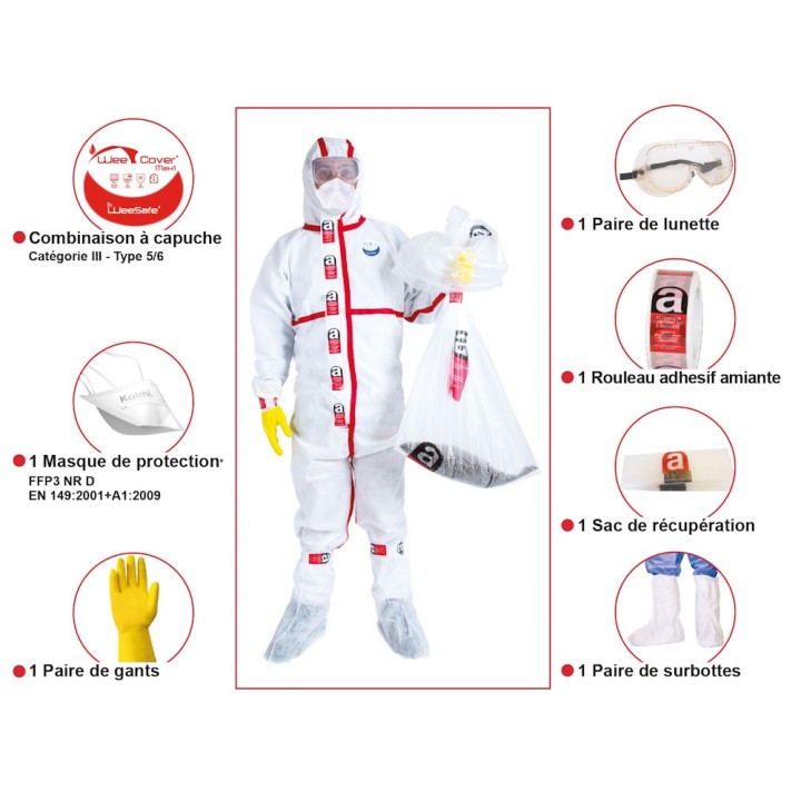Kit de protection jetable contre l'amiante Weesafe
