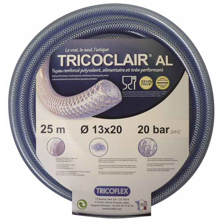 Tuyau alimentaire TRICOCLAIR AL - Longueur 25 m Tricoflex