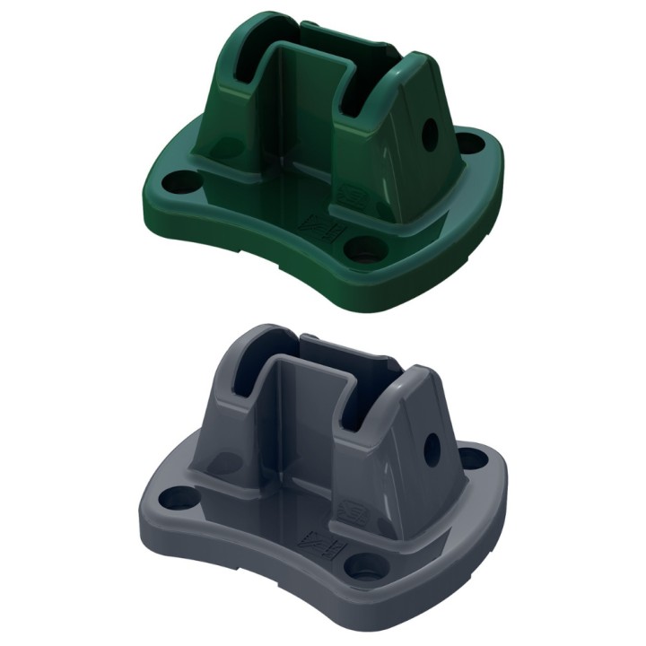 Platine Aluminium Vert et Gris pour Poteau Moreda Easyclip pour Panneau Rigide