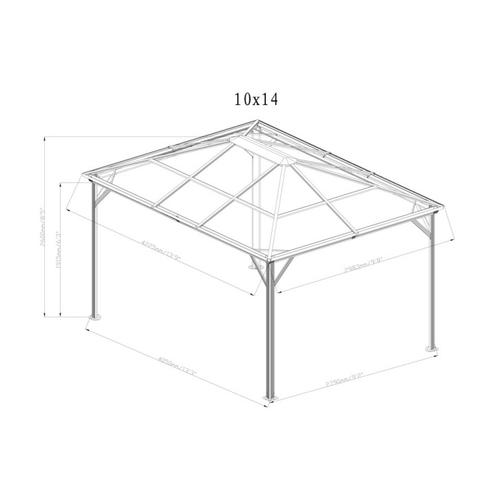 Tonnelle Verona 10x14 Sojag, aluminium - Anthracite -298 x 423 x 261 cm