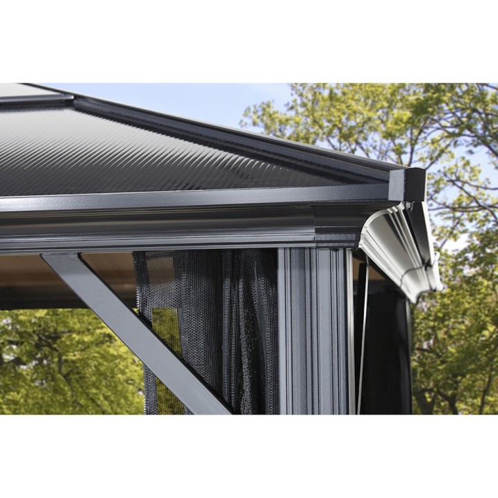 Tonnelle Meridien 12 x 16 Sojag, moustiquaires - Anthracite - 365 x 485 x 270 cm
