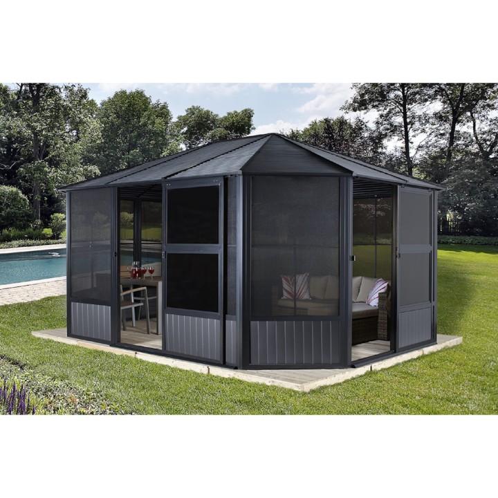 Tonnelle jardin d'hiver Charleston Sojag, Anthracite - 384 x 384 x 281 cm