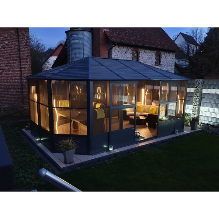Tonnelle jardin d'hiver Charleston Sojag, Anthracite - 384 x 384 x 281 cm