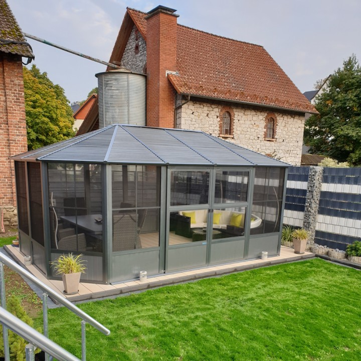 Tonnelle jardin d'hiver Charleston Sojag, Anthracite - 384 x 489 x 281 cm