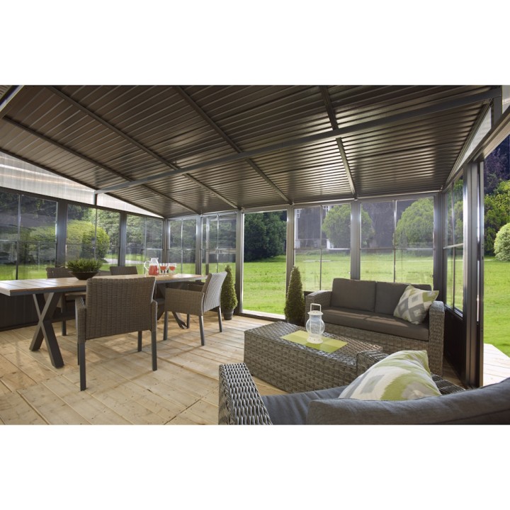 Tonnelle jardin d'hiver Charleston mural Sojag, Anthracite - 309 x 404 x 244 cm