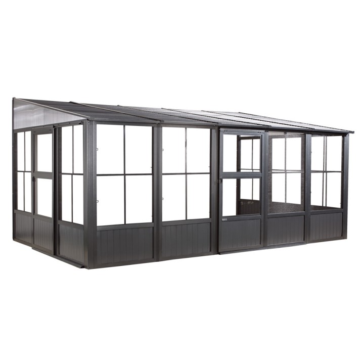 Tonnelle jardin d'hiver Charleston mural Sojag, Anthracite - 309 x 502 x 244 cm