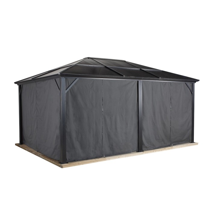 Rideaux Sojag avec clips pour tonnelle Méridien 12 x 16 - Gris foncé