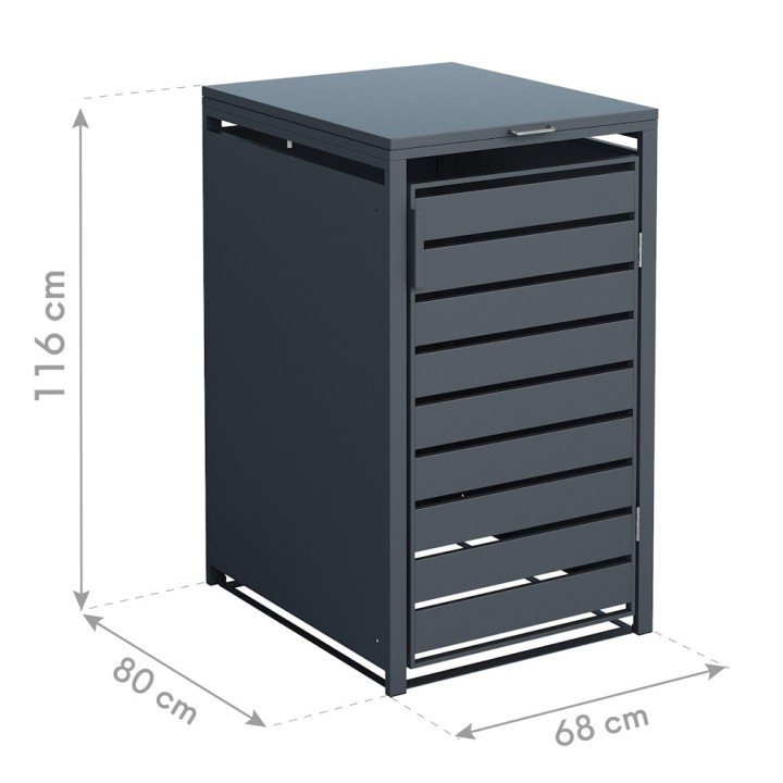 Coffre à poubelle Kubus Westmann, métallique, 240 litres - Anthracite