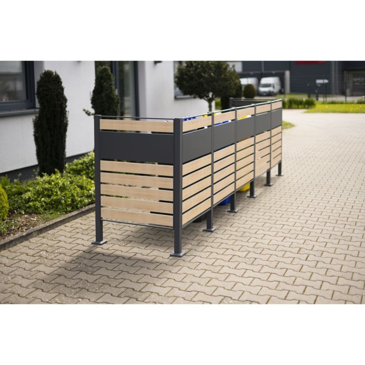 Habillage métallique pour poubelle Planum Westmann, 240 litres - Gris / aspect bois