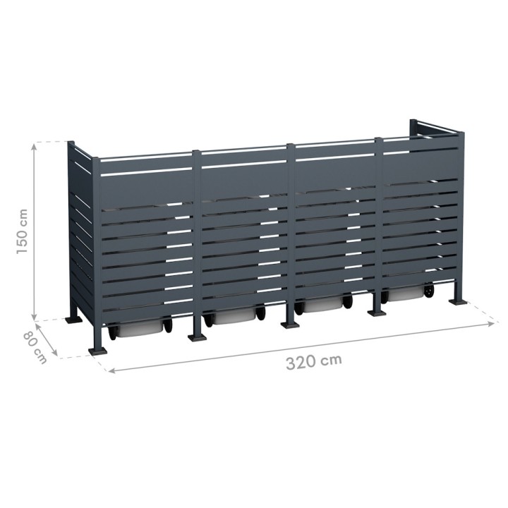 Habillage acier inoxydable pour poubelle Planum Westmann, 240 litres - Anthracite