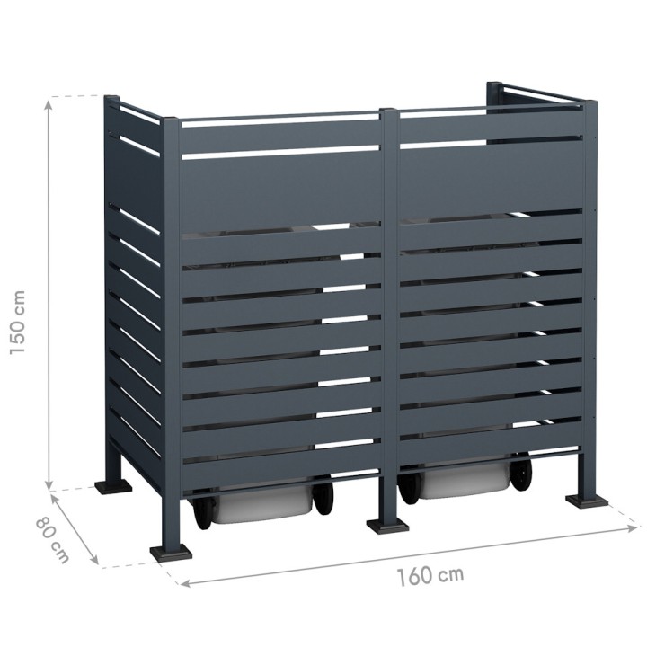 Habillage acier inoxydable pour poubelle Planum Westmann, 240 litres - Anthracite