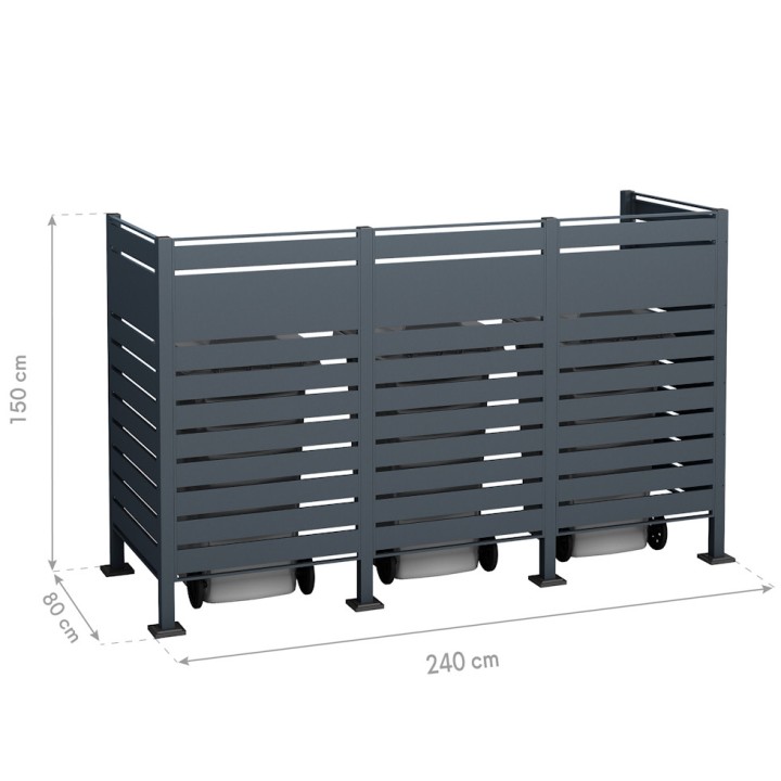 Habillage acier inoxydable pour poubelle Planum Westmann, 240 litres - Anthracite