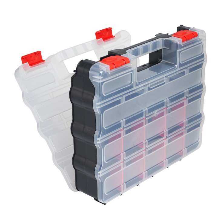 Mallette double Viso - 32 compartiments/19 séparateurs amovibles - 320 x 270 x 80 mm