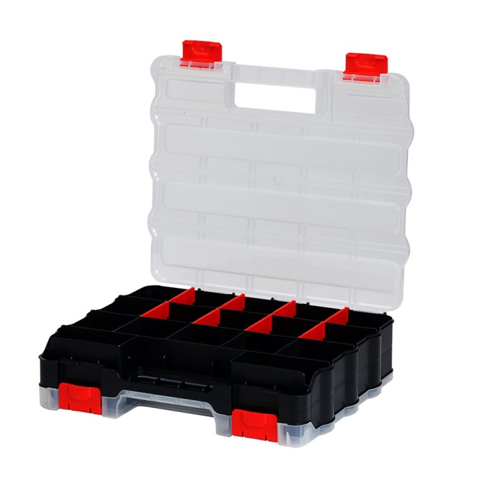 Mallette double Viso - 32 compartiments/19 séparateurs amovibles - 320 x 270 x 80 mm