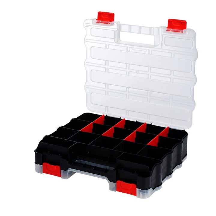Mallette double Viso - 32 compartiments/19 séparateurs amovibles - 320 x 270 x 80 mm