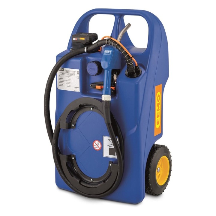Caddy Ravitailleur CEMO pour AdBlue® 60, CENTRI SP30, batterie Lithium CAS 18 V - 2 Ah, chargeur
