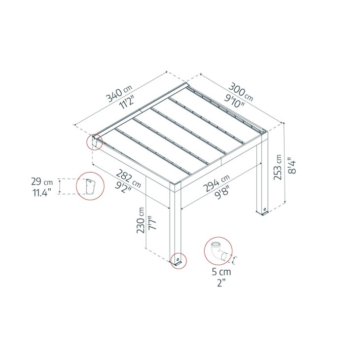 Pergola Helsinki Canopia - Structure taupe