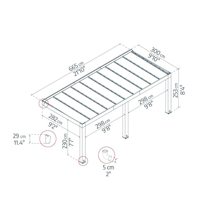 Pergola Helsinki Canopia - Structure taupe