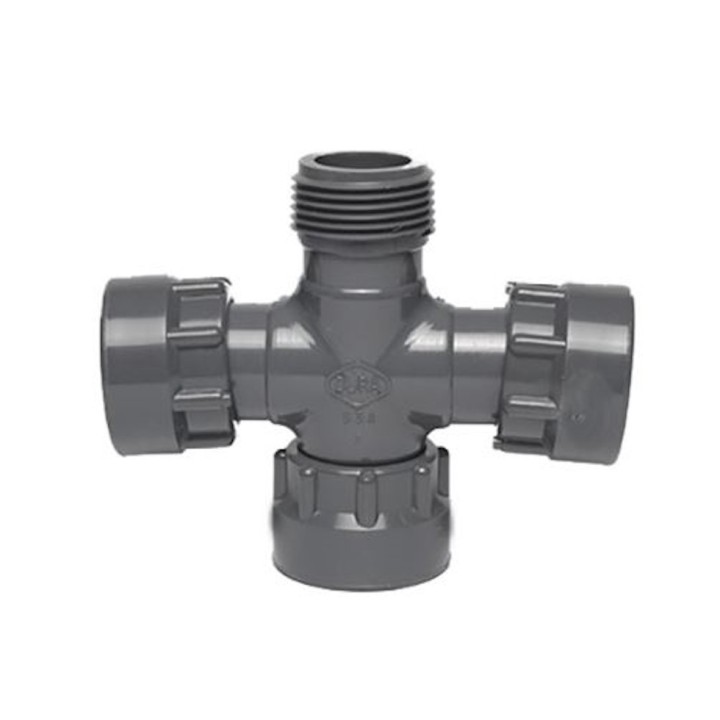 Raccord Croix union PVC - 1" Mâle x 1" Femelle x 1" Femelle x 1" Femelle DURA, à l'unité