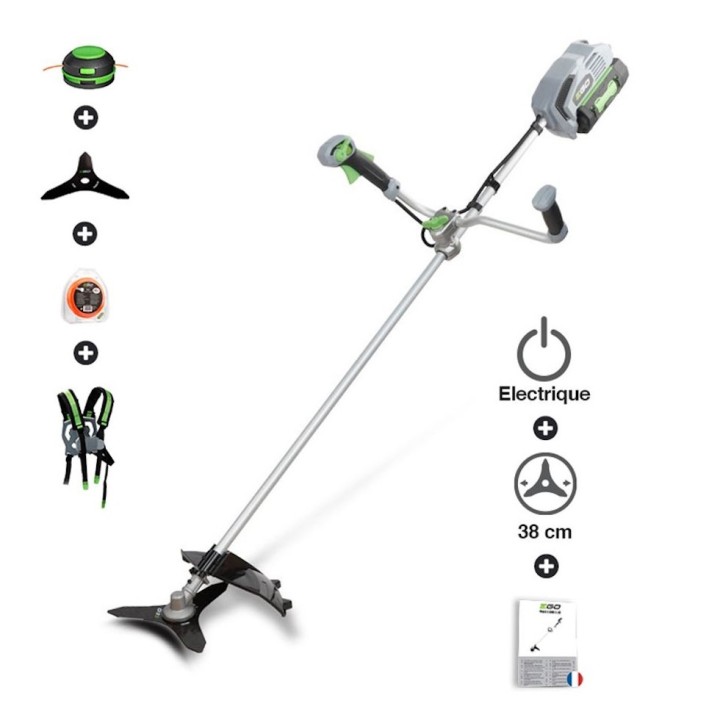 Coupe-Bordure/Débroussailleuse électrique sans fil BC3800E EGO - 2 têtes (30-38cm) + harnais double, sans batterie, ni chargeur