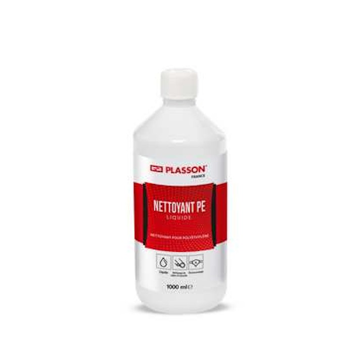 Solvant dégraissant Plasson pour nettoyer, pour tube Polyéthylène (PE), bidon 1 Litre