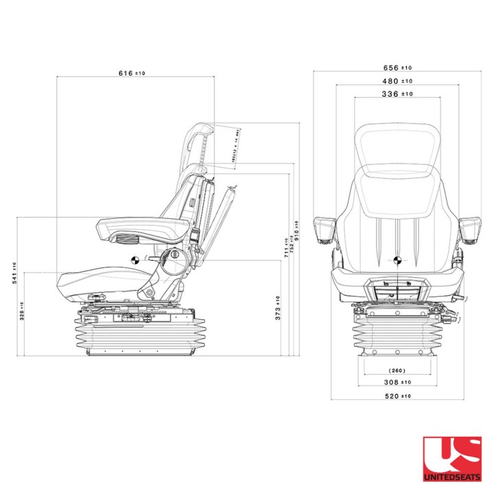 Siège de Tracteur Pneumatique Premium Chauffant RANCHER PRO AIR UnitedSeats