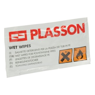 Lingettes dégraissantes nettoyantes Plasson pour tube Polyéthylène (PE), paquet de 50