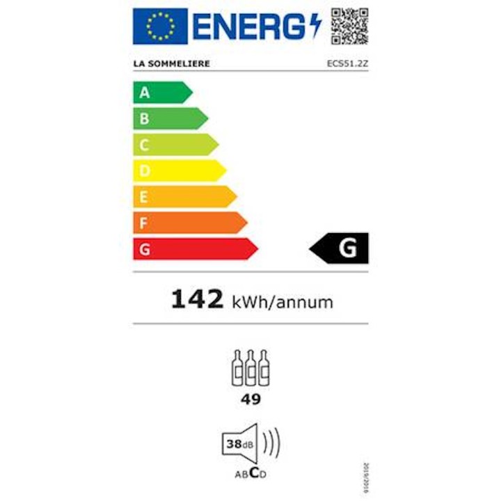 Cave à vin double compartiment ECS50.2Z La Sommelière, 49 bouteilles