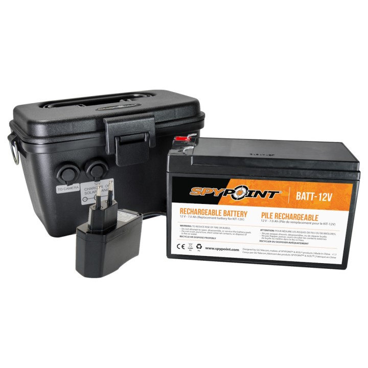 Ensemble Batterie 12V - Chargeur et boitier Spypoint