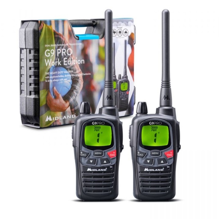 Pack de 2 Talkies Walkies Midland G9 Pro noir + oreillettes