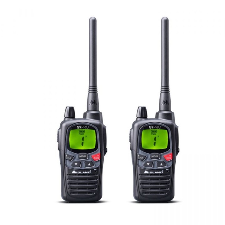 Pack de 2 Talkies Walkies Midland G9 Pro noir + oreillettes