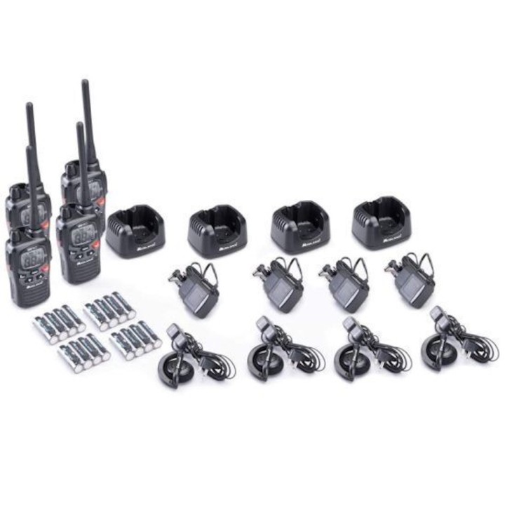 Pack de 4 Talkies Walkies Midland G9 Pro noir + oreillettes