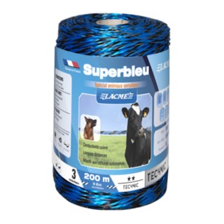 Fil clôture électrique conducteur Superbleu Lacmé, Bobine 200 m