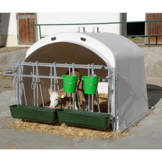 Niche à veaux collective Kerbl, avec cornadis CalfHouse Premium XL