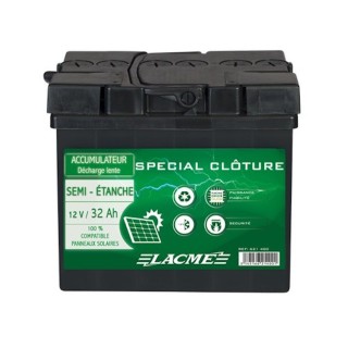 Accu batterie 12V/32Ah, pour l'alimentation des clôtures électriques Lacmé