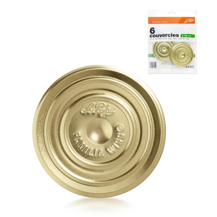 Sachet de 6 couvercles Le Parfait Familia Wiss, Ø 82 mm ou Ø 100 mm