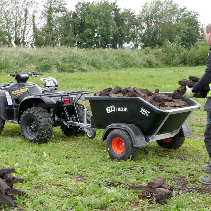 Remorque basculante JFC Agri, 500 L, tout terrain à vérin hydraulique