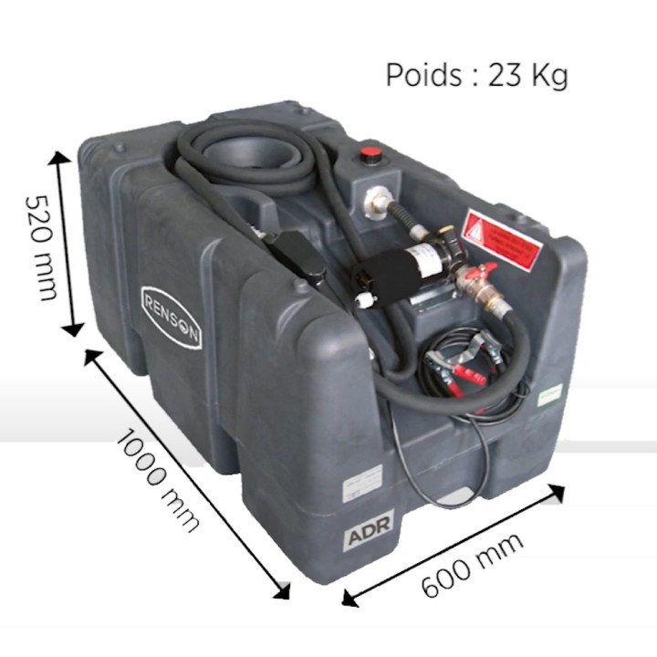 Cuve de ravitaillement mobile fuel Renson - 200 L - Pompe 12V 40L/min