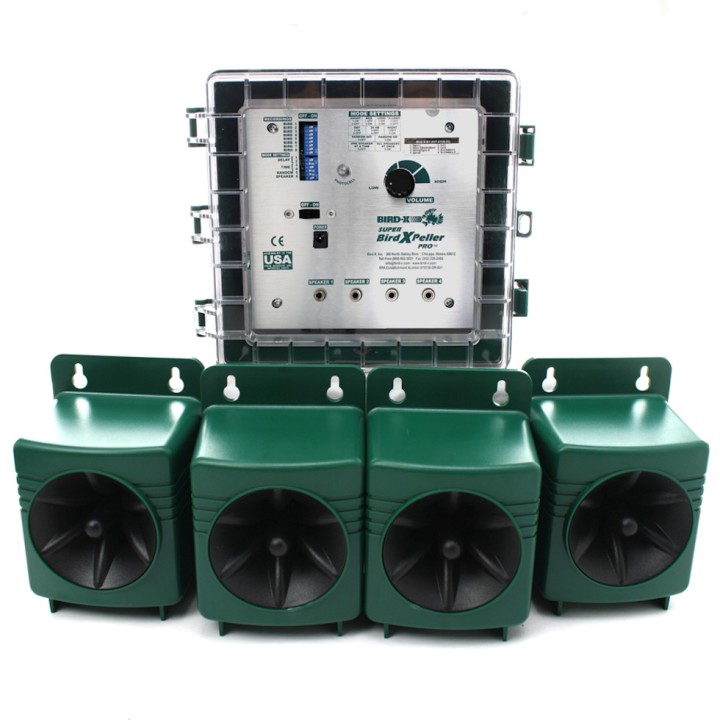 Répulsif Effaroucheur électronique sonore oiseaux Super Bird-X Peller PRO - Version oiseaux Ville