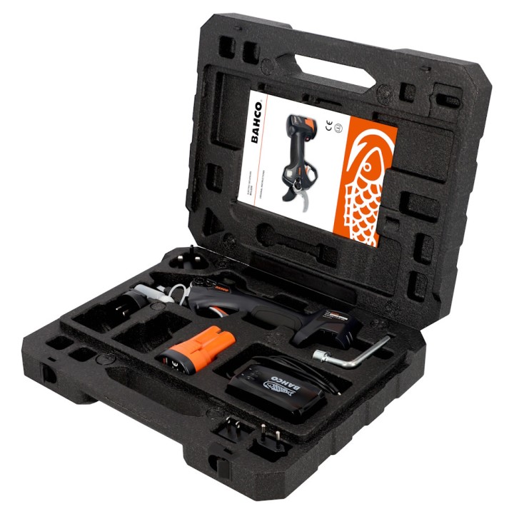 Sécateur électrique sans fil à batterie Bahco BCL235 avec 2 batteries, chargeur et accessoires