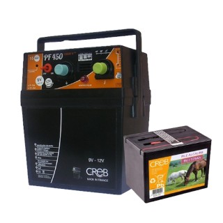 Électrificateur à batterie PF450 + Pile Alcaline PA 9V / 12.5 Ah - Le Gardien Electrique