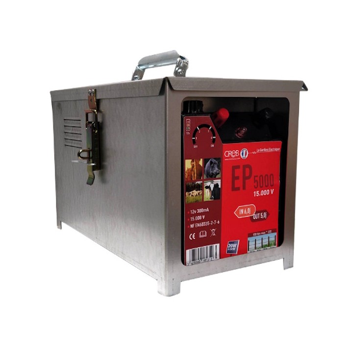 Électrificateur à batterie EP5000 avec Boitier Galva - Le Gardien Electrique
