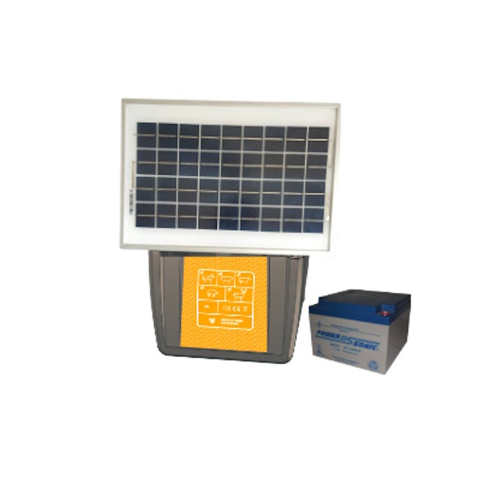 Électrificateur solaire Gardien 50 + Batterie étanche 12 V 26 Ah + Panneau solaire 8 W - Le Gardien Electrique