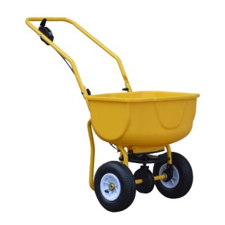 Epandeur à sel et à engrais PERRIN 27 litres avec roues gonflées