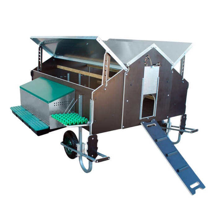 Poulailler mobile sur roues Gaun 30 poules, 1,5 x 1,8 m