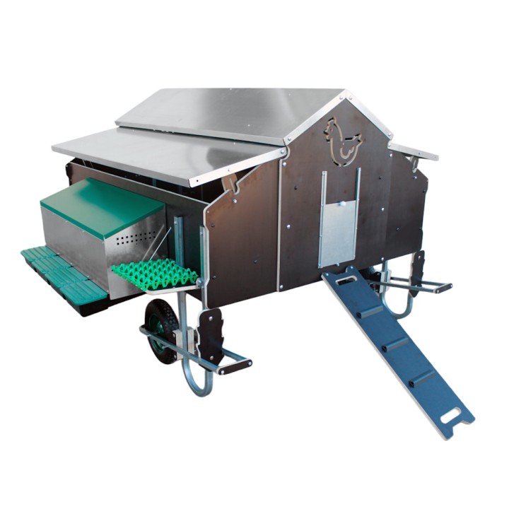 Poulailler mobile sur roues Gaun 30 poules, 1,5 x 1,8 m