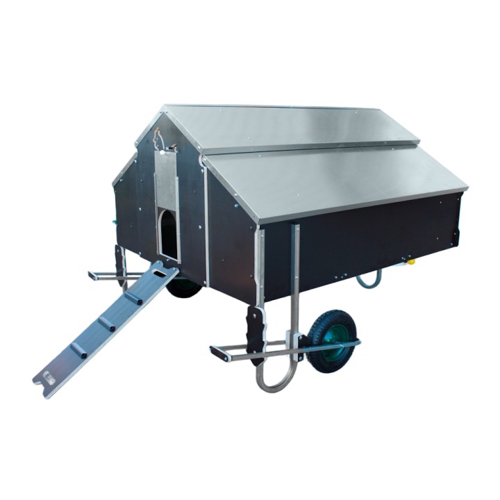 Poulailler mobile sur roues Gaun 30 poules, 1,5 x 1,8 m