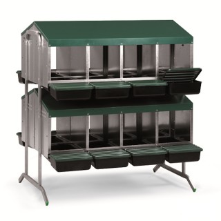 Batterie pondoirs poules, 16 compartiments, fond plastique Gaun