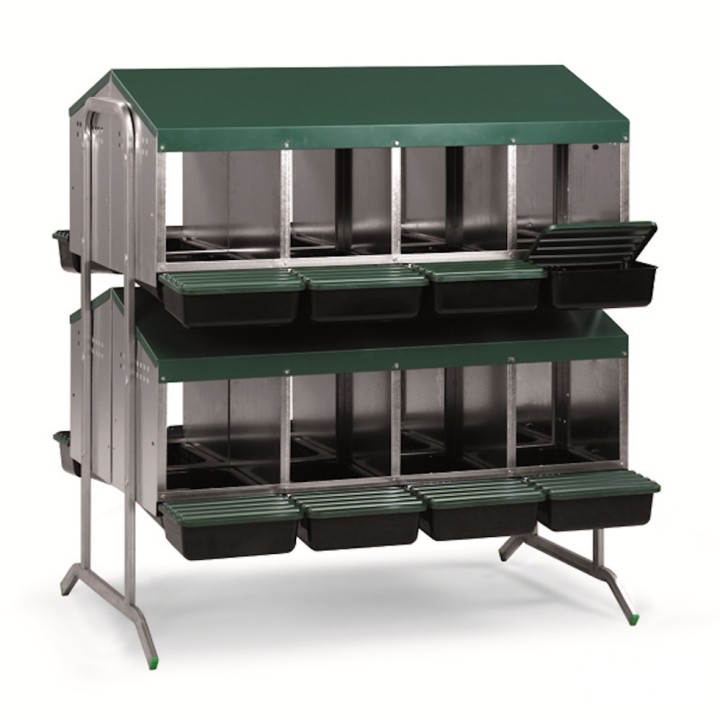 Batterie pondoirs poules, 16 compartiments, fond plastique Gaun